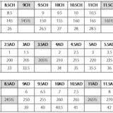 Shoe sizing chart